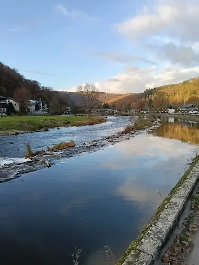 Vue plongeante sur la rivière Semois et la forêt ardennaise